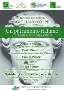 Presentazione del libro 'Un patrimonio italiano. Beni culturali, paesaggio e cittadini” di Giuliano Volpe