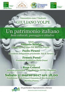 Presentazione del libro “Un patrimonio italiano. Beni culturali, paesaggio e cittadini” di Giuliano Volpe